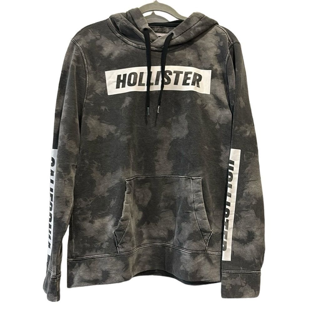 Hollister Tie Dye Kangaroo Pocket Casual Unisex Pullover Hoodie Sweatshirt L